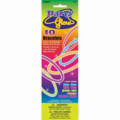 Image of Assorted Colors Glow Bracelets (20cm) Pack of 10 Perfect for Parties, Festivals &amp; Events