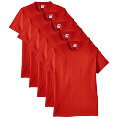 Image of Fruit of the Loom Men&#039;s Heavy T Shirt Pack 5, Red, XX Large