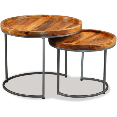 Image of vidaXL Side Table Set 2 Pieces Solid Mango Wood