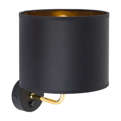 Image of Vega Wall Lamp With Shade Black, Gold 1xE27