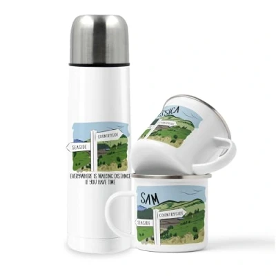 Image of Walkers Mug and Flask Set,Personalised Hiking Gift, Flask, Personalised Mugs, Walker British Walking, Countryside Walk, Walks