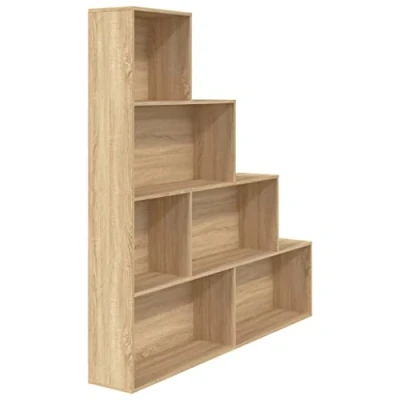 Image of vidaXL Brown Book Cabinet/Room Divider in Sonoma Oak, Engineered Wood, Freestanding for Living Room, Office, Hallway (155x24x160 cm)