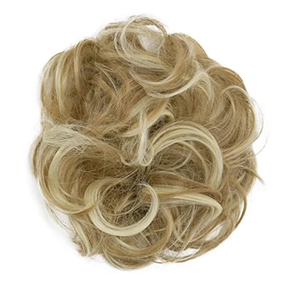 Image of CAISHA Messy Scrunchie Bun Voluminous Wavy Hairpiece Heat resistant Synthetic Fibres Blond Mix G13AL