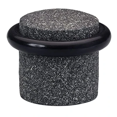 Image of WAGNER Doorstop Tower Granite Ø 39 x 36 mm, Design Buffer Made of Solid Wood with Look + Soft Thermostatic Rubber, to be Screwed on Floors, mounting Material Included 15508411