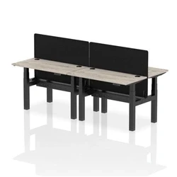 Image of Air B2B 1200x600mm Adjustable 4P Bench Desk CP Grey Oak/Black + Screen