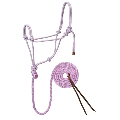 Image of Weaver Leather Diamond Braid Rope Halter and Lead, Lavender/Mint/Gray
