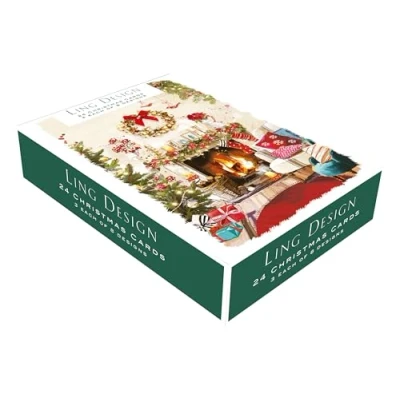 Image of Box of 24 Christmas At Home Festive Assorted Cards Xmas Card Boxes XBVB2023D