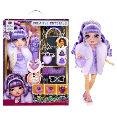 Image of Rainbow High Creative Crystals Violet Purple 28 cm Fashion Doll with Crystal Accessory Make It Kit, Ring for You, DIY, Crafts, Resin Play, Ideal Present Kids Ages 8+, NOT EDIBLE