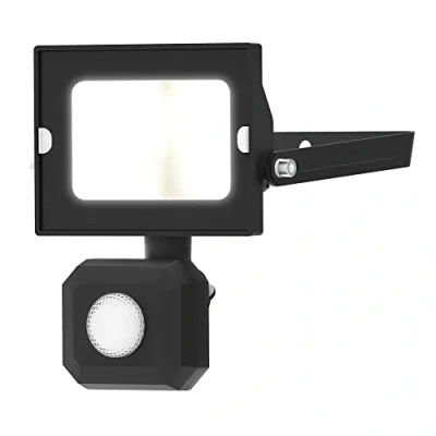 Image of 4lite Motion Sensor Floodlight (Black) 850lm IP65 Rated Compact LED Integrated 10W Flood Light 4L2/1014 4Yr Guarantee