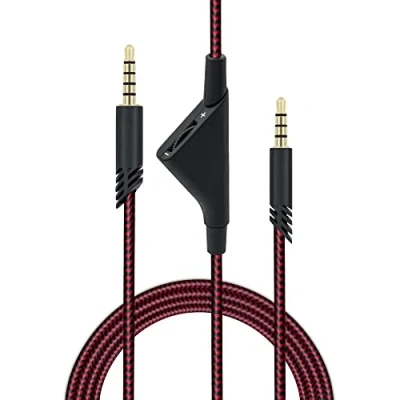 Image of Mcbazel Replacement Audio Aux Cable Cord with Volume Control for Astro A10/A30/A40 Gaming Headset PS5/PS4/Xbox One/Xbox Series S/X/PC/Smartphone via a 3.5mm jack Black&amp;Red(2M)