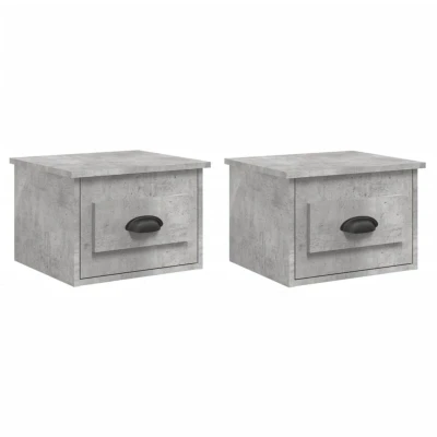 Image of vidaXL Wall mounted Bedside Cabinets 2 pcs Concrete Grey 41.5x36x28cm