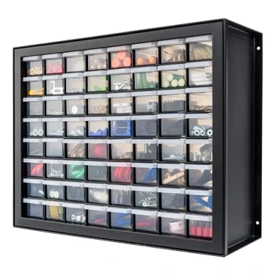Image of IRIS Plastic Parts Storage Hardware and Craft Cabinet, Black, 64 Drawer