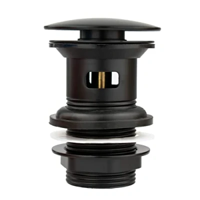 Image of Xcel Home Black Slotted Replacement Click Clack Basin Waste Mushroom Dome Shaped Brass Pop Up Sink Plug Standard G 1 1/4&quot; BSP connection pc