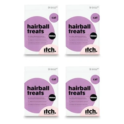 Image of Itch Anti Hairball Healthy Pet Treats for Cats Supports Digestion All Ages and Breeds No Artificial Colours or Preservatives 4 Pack
