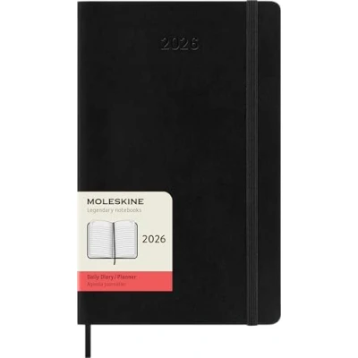 Image of Moleskine Daily Planner, Agenda 2026 12 Months, With Soft Cover and Elastic Closure, Large Format 13x21, Black Color