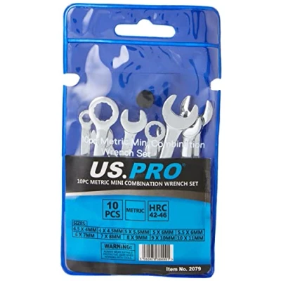 Image of US PRO 2079 10pc Mini Metric Combination Spanner Set 4 11mm, Chrome