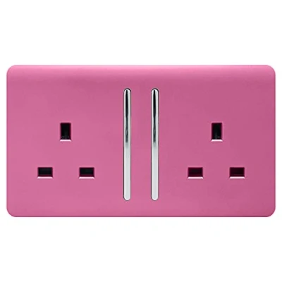 Image of Trendi 2 Gang Artistic Modern Glossy 13 Amp Switched Tactile Plug Socket