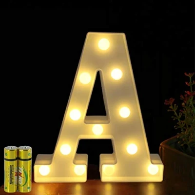 Image of HONPHIER® Letter Lights Decorative LED Alphabet Marquee Decoration Light Up Sign Night Battery Operated for Birthday Party Wedding Receptions Holiday Bar Home Bedroom Bath Decor (A)