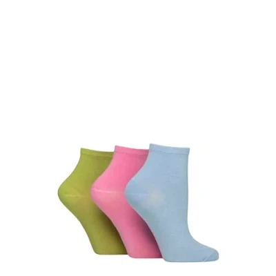 Image of Women&#039;s 3 Pair SOCKSHOP Plain and Patterned Bamboo Ankle Socks Ocean View 4 8