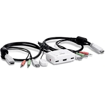 Image of TRENDnet 2 Port HDMI KVM Switch, TK 215i, Control Computers with One Set of Console Controls, Full HD 1080p, and 3.5 mm Analog Audio, Monitor Windows Mac Switch Software