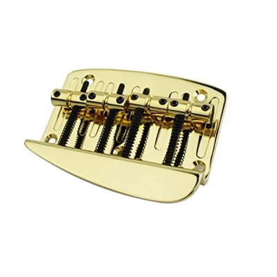 Image of Guyker 4 String Hard Tail Fixed Bass Brass Bridge Compatible with Jazz or Precision PB JB Style GB1020, gold