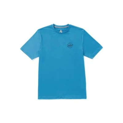 Image of Volcom Men&#039;s Stone Stamp UPF 50+ Short Sleeve Loose Fit Rashguard Rash Guard Shirt, Tidal Blue, S