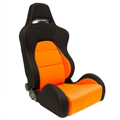 Image of Sport seat &#039;Eco&#039; Black/Orange Dual side reclinable back rest incl. slides