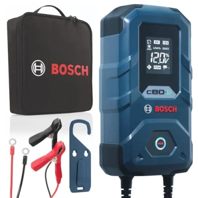Image of Bosch C80 Li Car Battery Charger 12V 15 Amps, with Trickle Function For Charging Lithium ion, Lead acid, GEL, EFB and VRLA Batteries, Comes a UK Style Plug