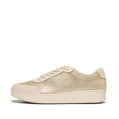Image of Fitflop Women&#039;s Rally Glitz Canvas Trainers Sneaker, Platino, 3 UK