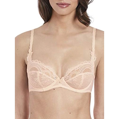 Image of Wacoal Lingerie Chrystalle Underwired Balcony Bra Peach Sorbet 119002 36DD