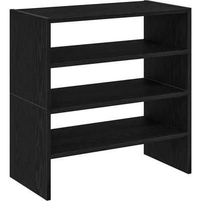 Image of vidaXL stackable shoe racks engineered wood black oak 60x30x30.5cm freestanding organizer for entryway/bedroom