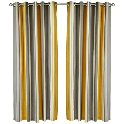 Image of Fusion Two Curtain Panels, Cotton,Polyester, Ochre, W168cm (66) x D229cm (90)
