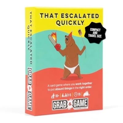 Image of That Escalated Quickly: Grab and Game by Exploding Kittens Compact Travel Sized Card for 3 5 Players Ages 10+ 15 Minutes to Play Party Family Night, Adult Teen