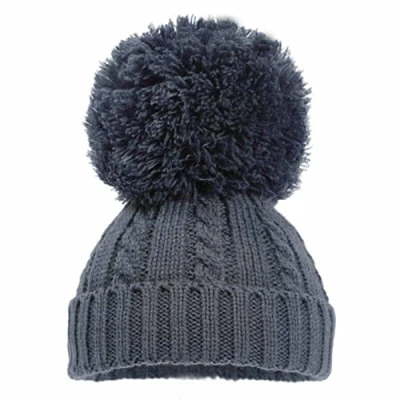 Image of Mini Mart Online Limited Baby Knitted Cable Single Pom Bobble Boy Girl Cap Hat Bonnet Nb 6 Months Navy, One Size