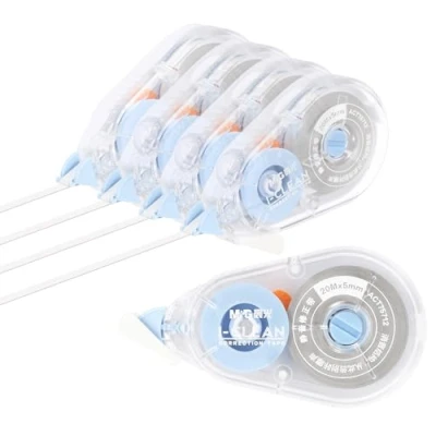 Image of M&amp;G 5 Pack 66 Ft White Out Tape, Correction Tape Tear Resistant Whiteout Easy to Use Instant Bulk Cute Transparent Dispenser for Classroom Office Home, Blue