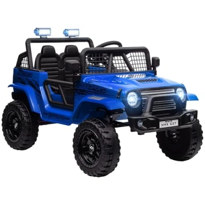 Image of AIYAPLAY Kids Ride On Car, 12V Battery Powered Electric Truck with 4 Spring Suspension Wheels, Parental Remote Control, Music Horn LED Lights, for 3 6 Years Old Blue