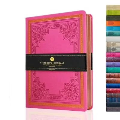 Image of VICTORIA&#039;S JOURNALS Leatherette Vintage Journal Hard Cover Lined Notebook Old Looking Travel Diary, 5.7&#039;&#039; x 8.1&#039;&#039;