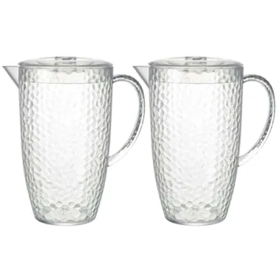 Image of UNIQUE HOME LIVING 2 Litre Plastic Pitchers Jug with Lid, Iced Tea Juice Cocktail Drinks Pitcher Beverage Water Carafe Set of