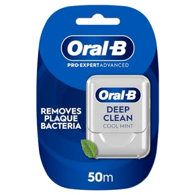 Image of Oral B Pro Expert Advanced Waxed Dental Floss Deep Clean Removes Plaque Cool Mint Flavour Tape 50m