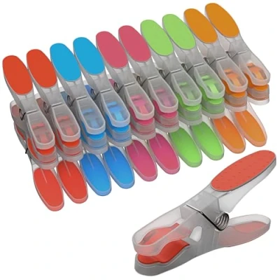Image of PORTENTUM Clothes Pegs with Non Slip Silicone, Pack of 20, Multicolour. No Marks Left, for Delicate Garments, Weather Resistant, Long Lifespan, Multipurpose, Eco Friendly, Size 2.76x1.1x0.67 inches