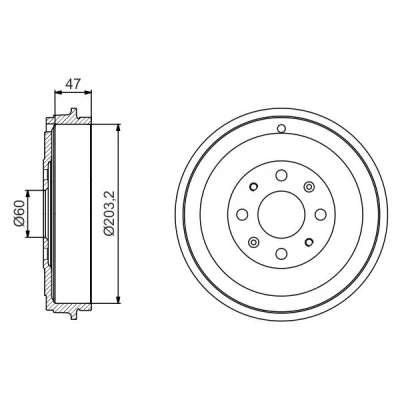 Image of 568269 Brake Drum BOSCH 0 986 477 207 249,5mm Rear Axle VAUXHALL: Corsa Mk3, Adam, Corsavan FIAT: Punto Evo Hatchback, Grande Hatchback