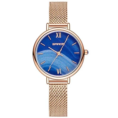 Image of RORIOS Women Watches Analogue Quartz Watch Vintage Green Dial Stainless Steel Mesh Band Ladies Wristwatches