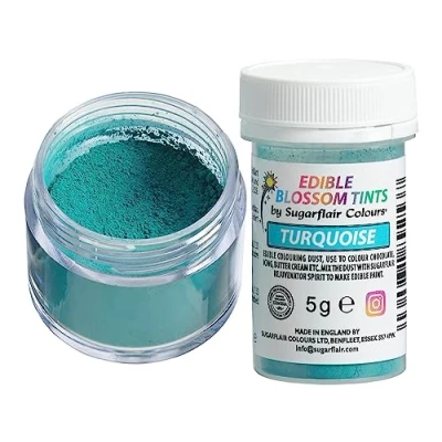 Image of Sugarflair Turquoise Food Colouring Powder Dust, Use on Cake Surfaces, Decorations or Colour Sugarpaste, Fondant, Icing, Chocolate, Buttercream, Royal Macarons and More! 5g