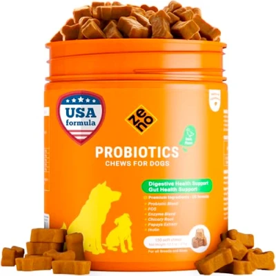 Image of ZENO Probiotics For Dogs Chews 150Pcs Digestive, Gut Health &amp; Diarrhea Support US Formula with Probiotics, Enzymes Natural Ingredients Duck