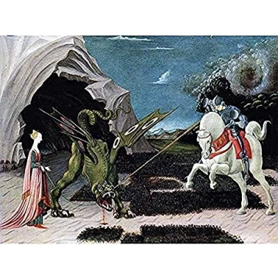 Image of Uccello Saint George Dragon Painting Unframed Wall Art Print Poster Home Decor Premium