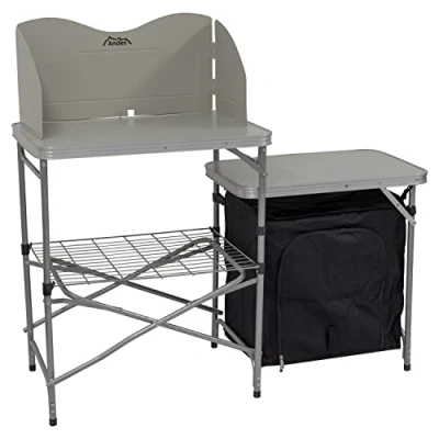 Image of Andes Camping Field Kitchen Worktop Table Stand With Cupboard &amp; Windshield
