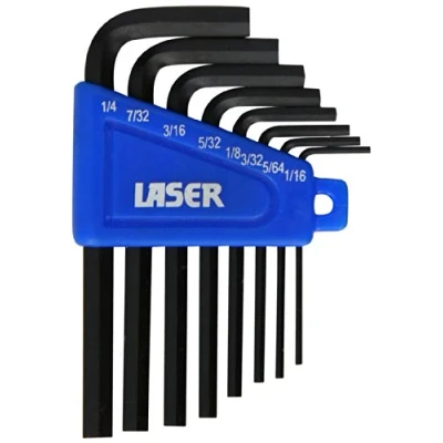 Image of Laser 0267 Imperial Hex Key Set 8pc, Black,chrome