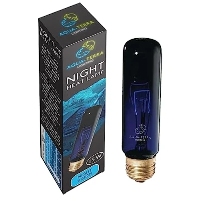 Image of Aqua Terra Lighting 15W Night Heat Lamp Bulb for Terrariums/Vivariums E27 Standard Screw Base Ideal Nocturnal Behaviour and time Viewing