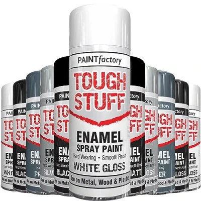 Image of AlezyB 1 x Enamel White Gloss 400ml Tough Stuff Hard Wearing Smooth Aerosol for Metal Wood Plastic