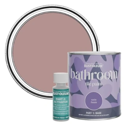 Image of Rust Oleum Pink Water Resistant Bathroom Tile Paint In Satin Heartfelt 750Ml